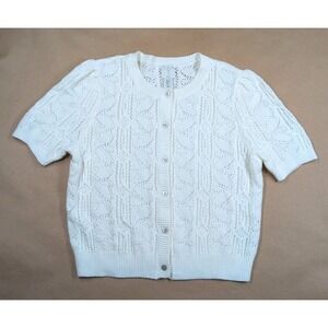 Joie Women's Small Short Sleeve Cardigan Top Button Down Soft Crochet Style
